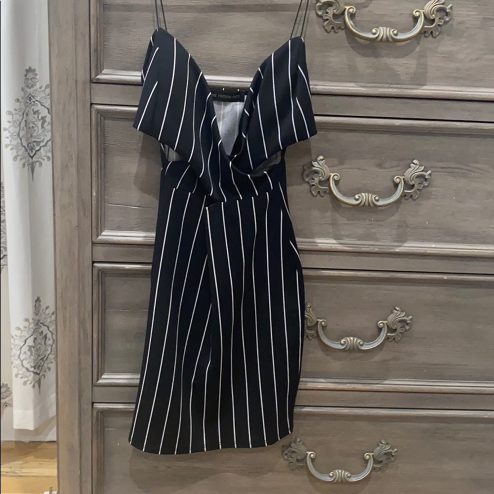 Black and white Pin Strop Mini dress worn once